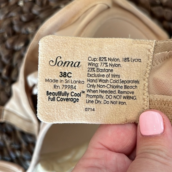 Soma Breathe Beautifully Full Coverage Bra Size 38C - Picture 6 of 6